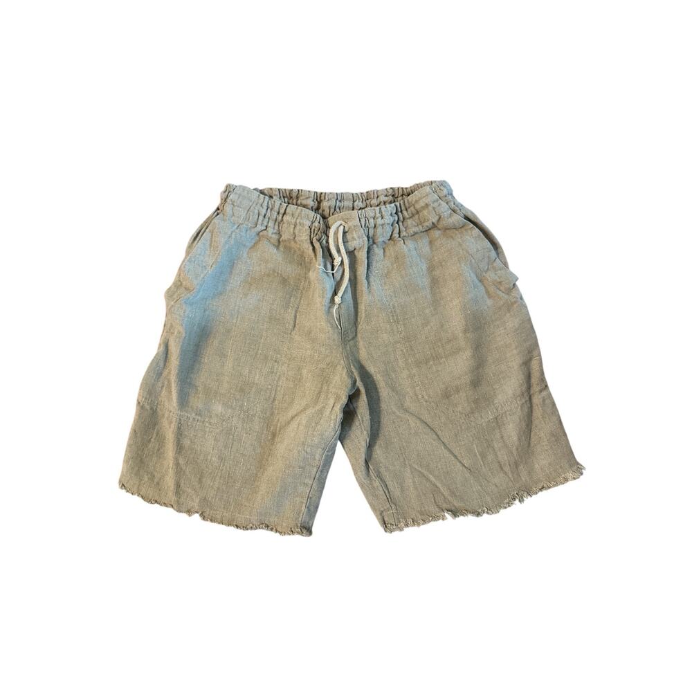 Women M Casa Mastro Positano Brown Beige Shorts 100% Linen Lagenlook